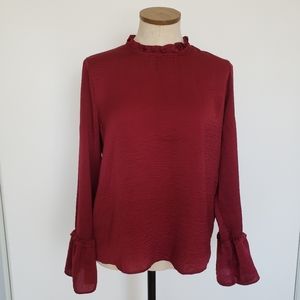 TopShop Pink Mock Neck Blouse